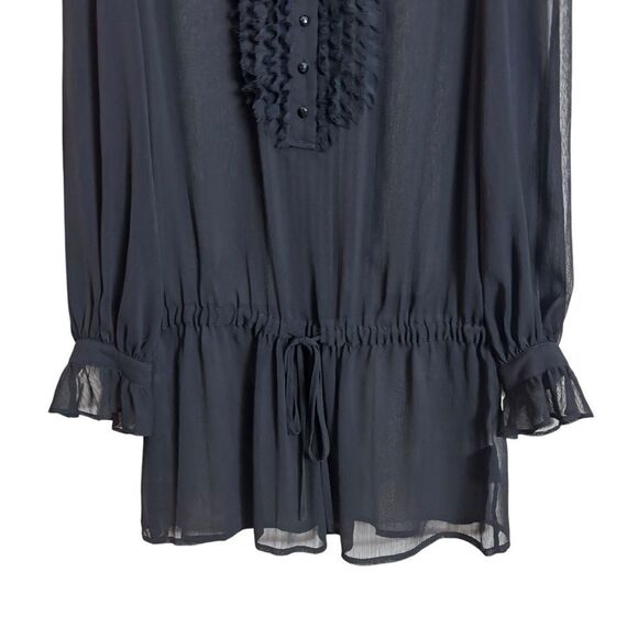 Vintage Guess Jeans Sheer Black Blouse Tunic Top Whimsigoth Dropwaist Blouson L - Picture 7 of 13